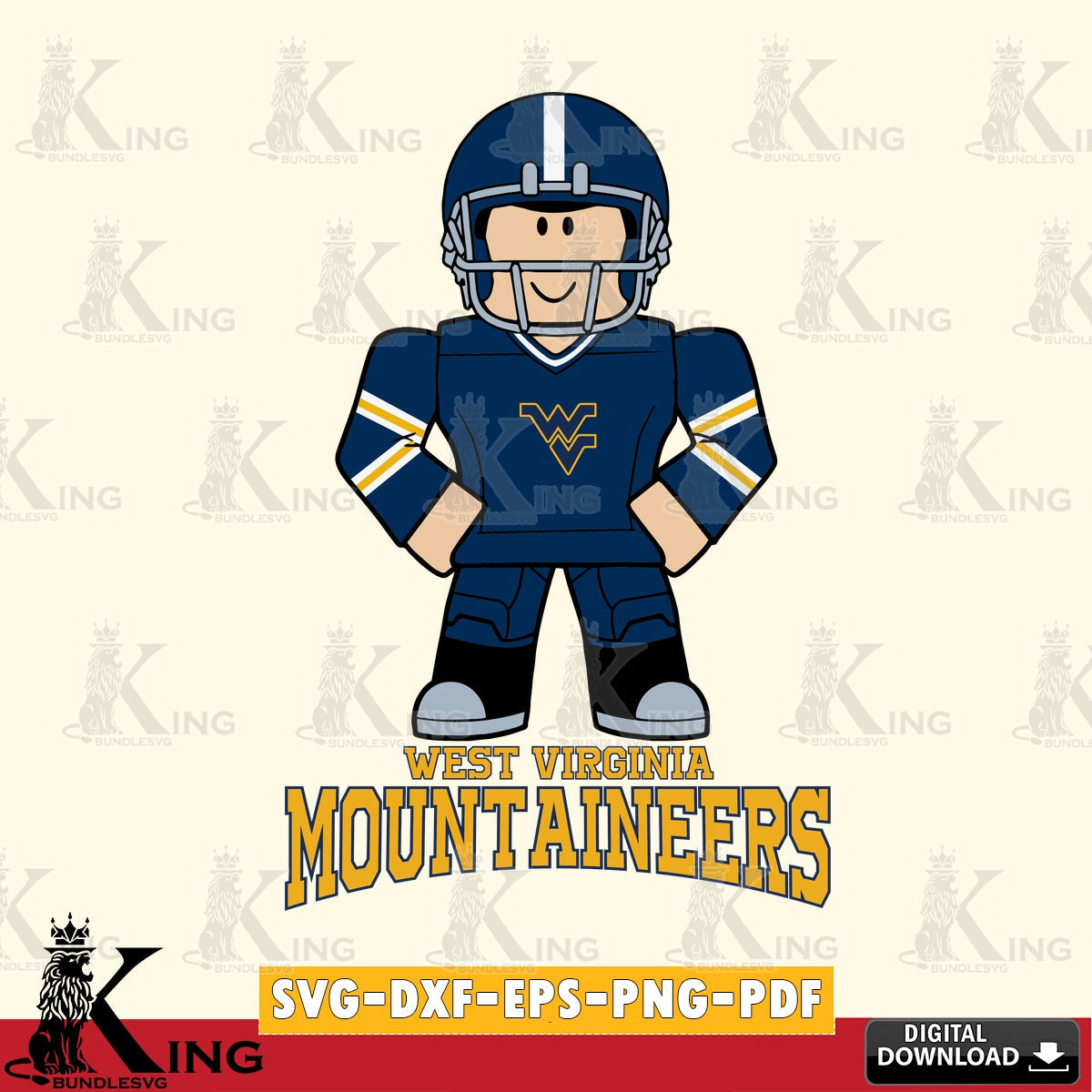 West Virginia Mountaineers Roblox Cool Football SVG file , NCAA Cricut, File cut , Digital Download , PDF File
