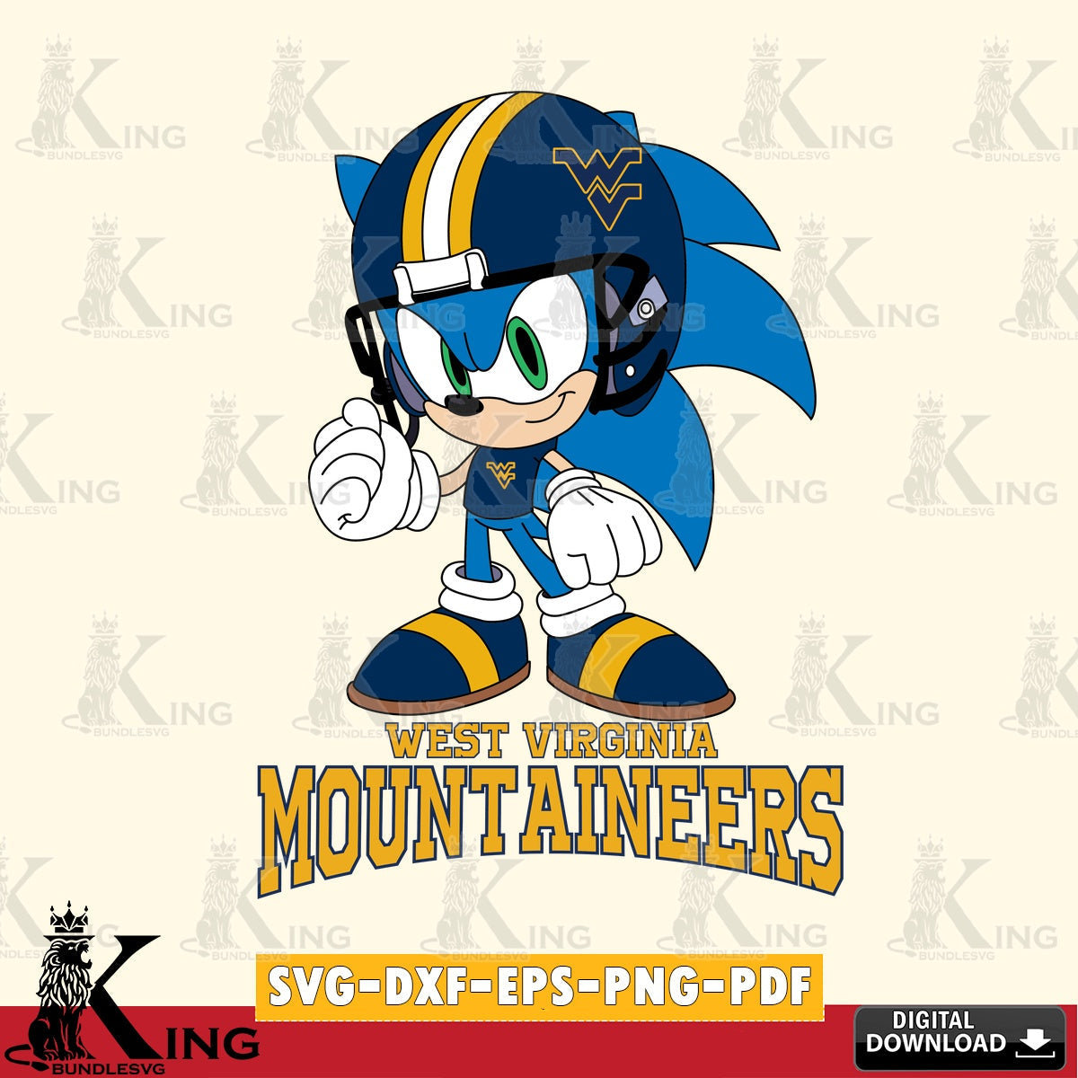 West Virginia Mountaineers Sonic Football Mascot SVG file, Vector , Digital Download , PDF File , Instant Download
