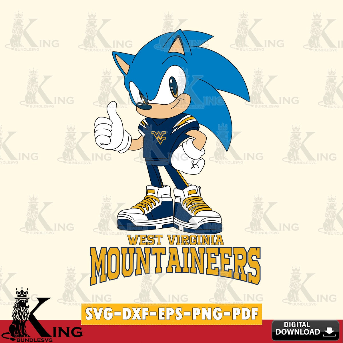 West Virginia Mountaineers Sonic Like Football SVG file, Vector , Digital Download , PDF File , Instant Download