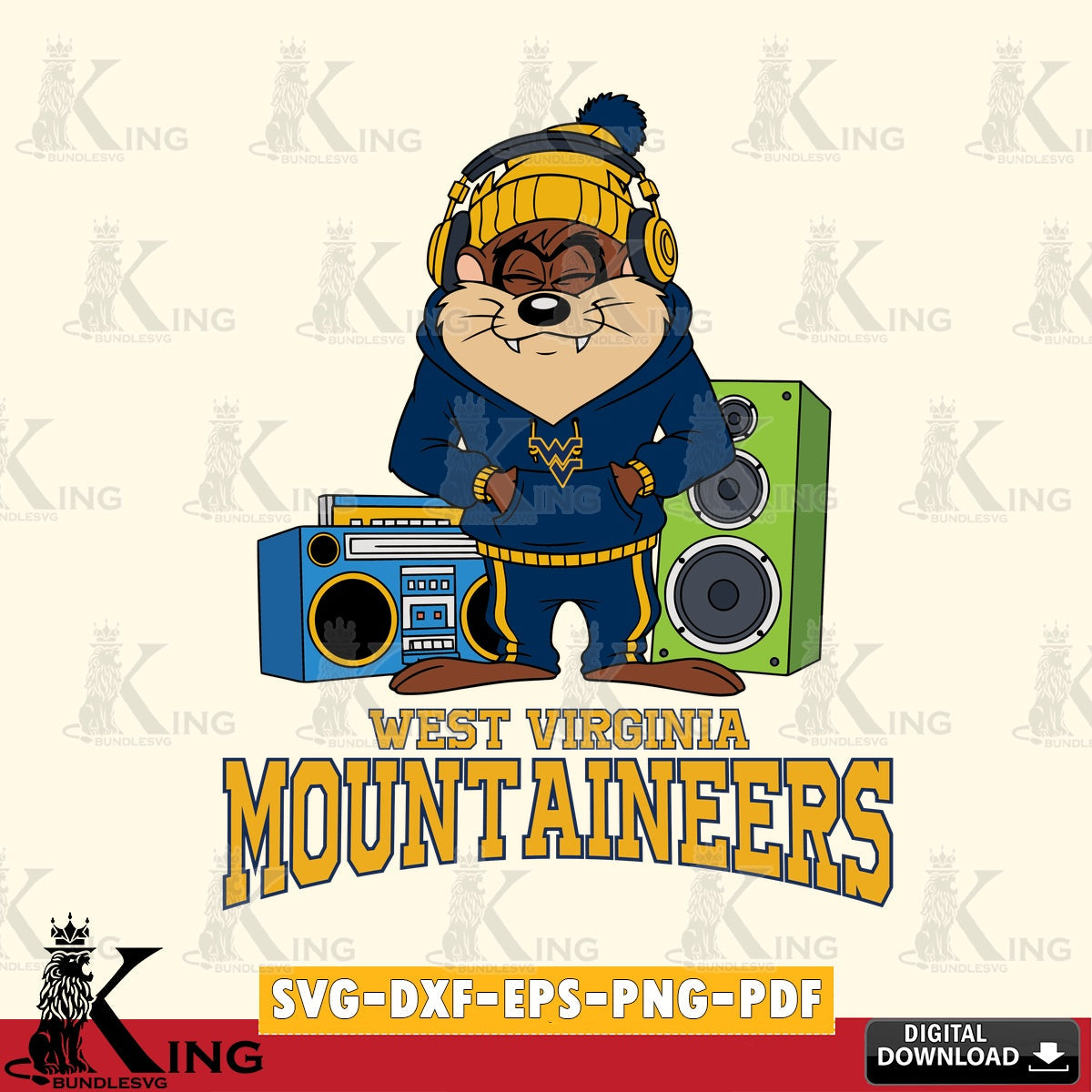 West Virginia Mountaineers Taz Hip Hop SVG file, Cut file , Digital Download , Instant Download, Taz svg, NCAA svg