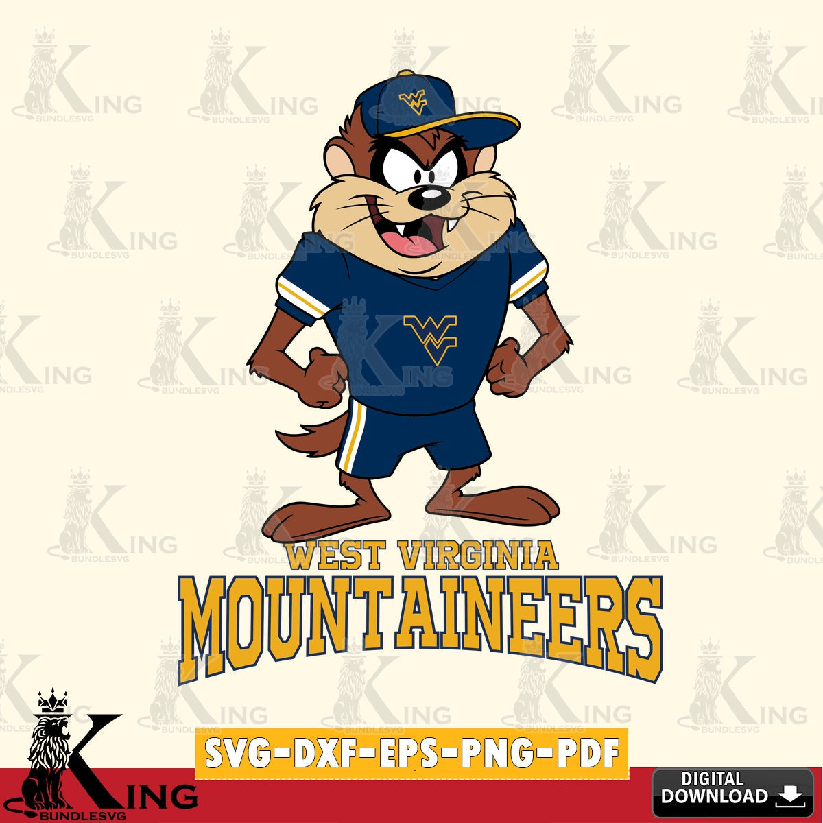 West Virginia Mountaineers Taz Standing Pose SVG file, Cut file , Digital Download , Instant Download, Taz svg, NCAA svg