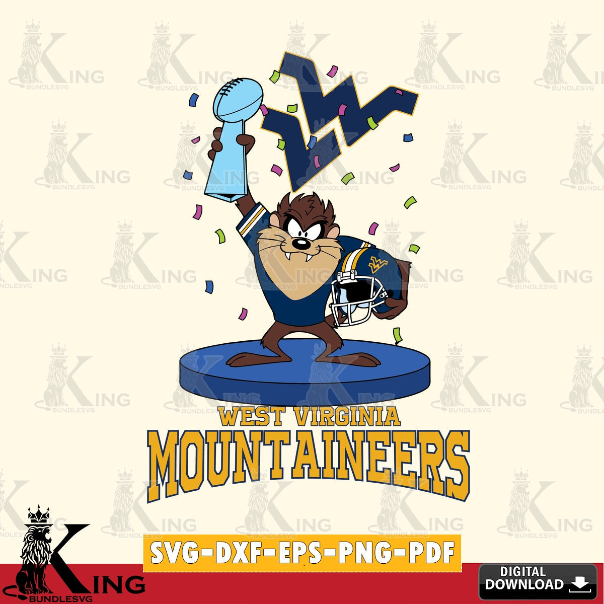 West Virginia Mountaineers Taz Trophy Podium SVG file, Cut file , Digital Download , Instant Download, Taz svg, NCAA svg