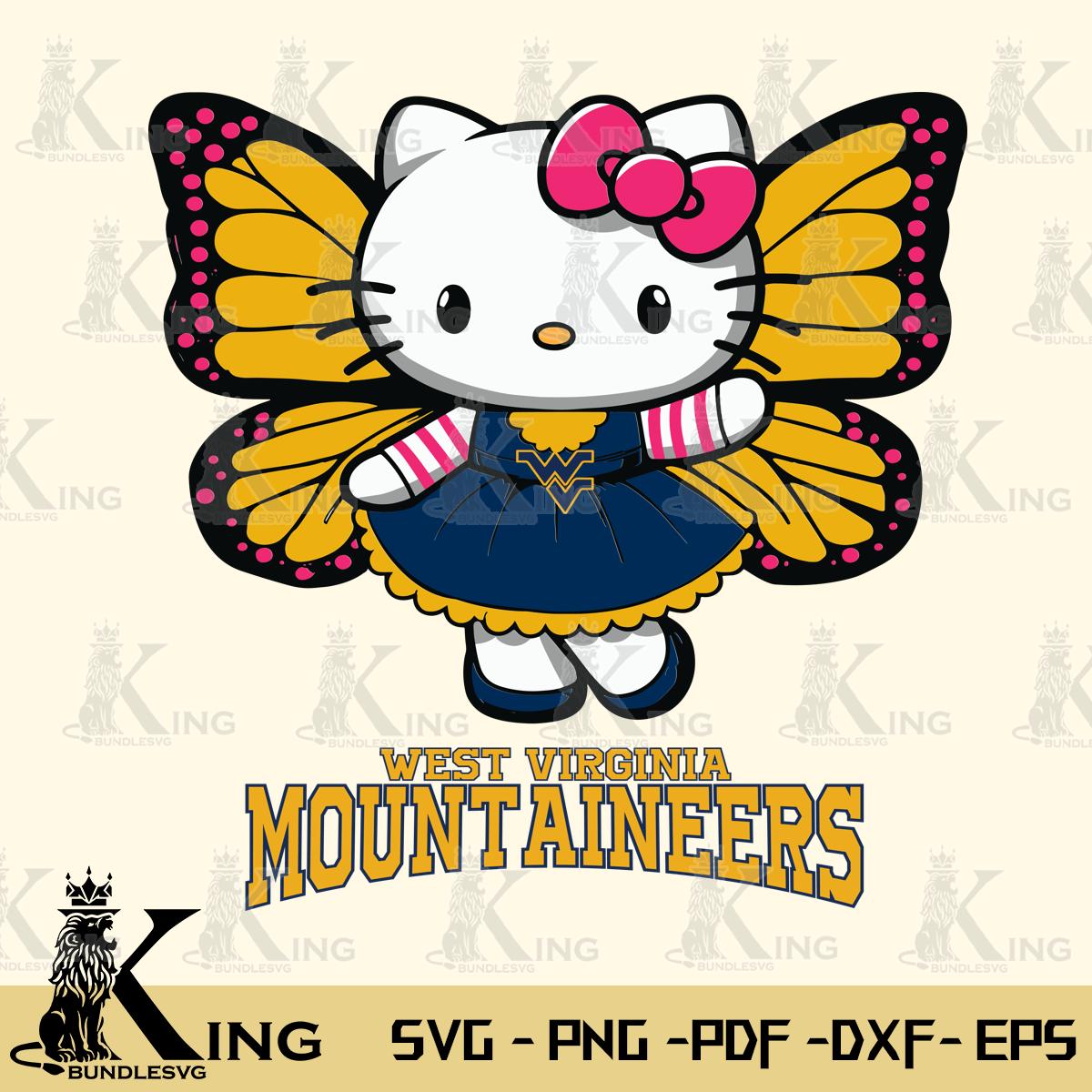 West Virginia Mountaineers Whimsical Kitty Wings Svg Eps Dxf Png File, Digital Download