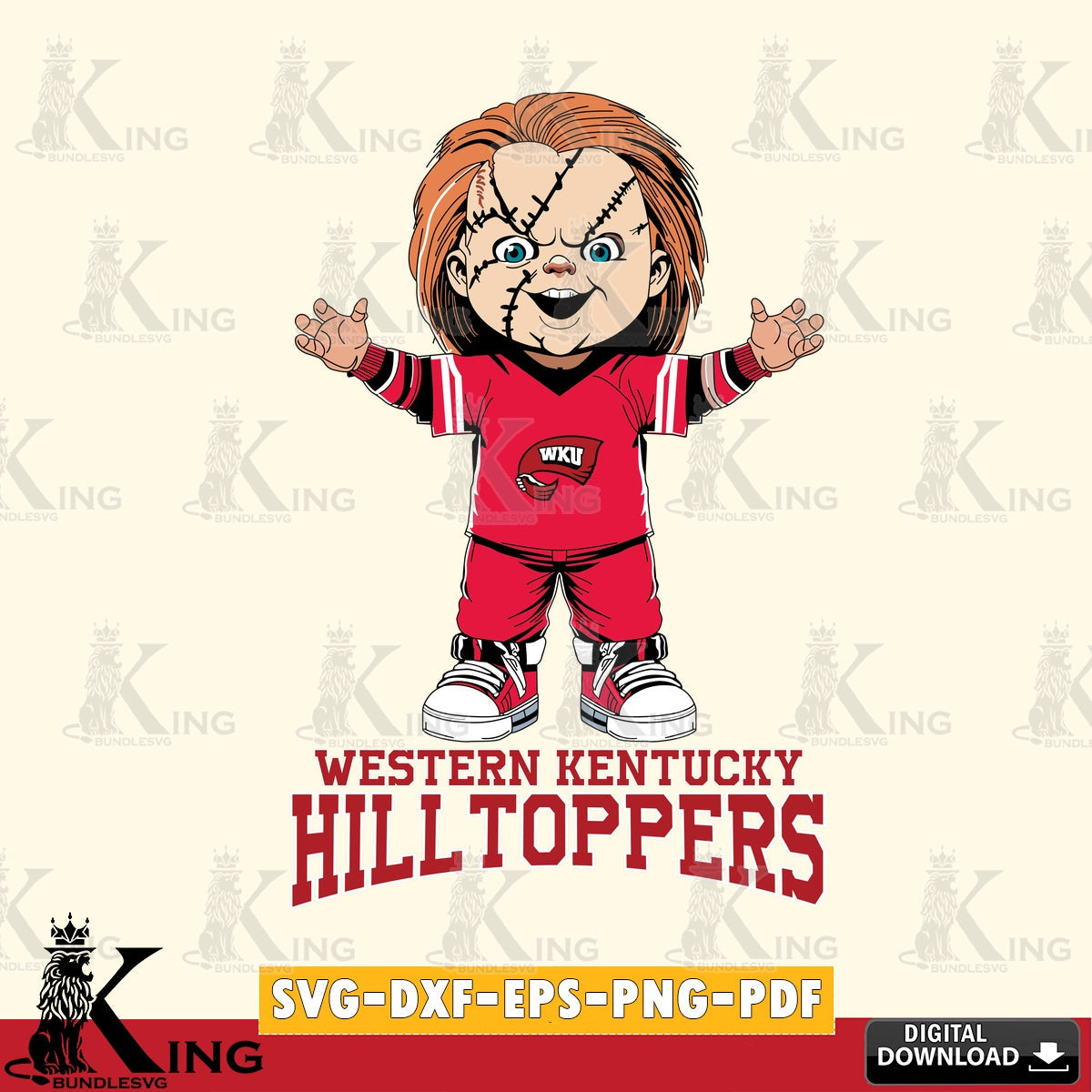 Artistic drawing of Western Kentucky Hilltoppers Chucky Football, versatile clip art for stickers, decals, and mugs.