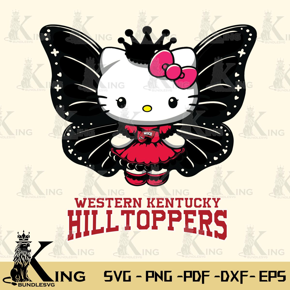 Western Kentucky Hilltoppers Kitty Wings & Flowers Svg Eps Dxf Png File, Digital Download