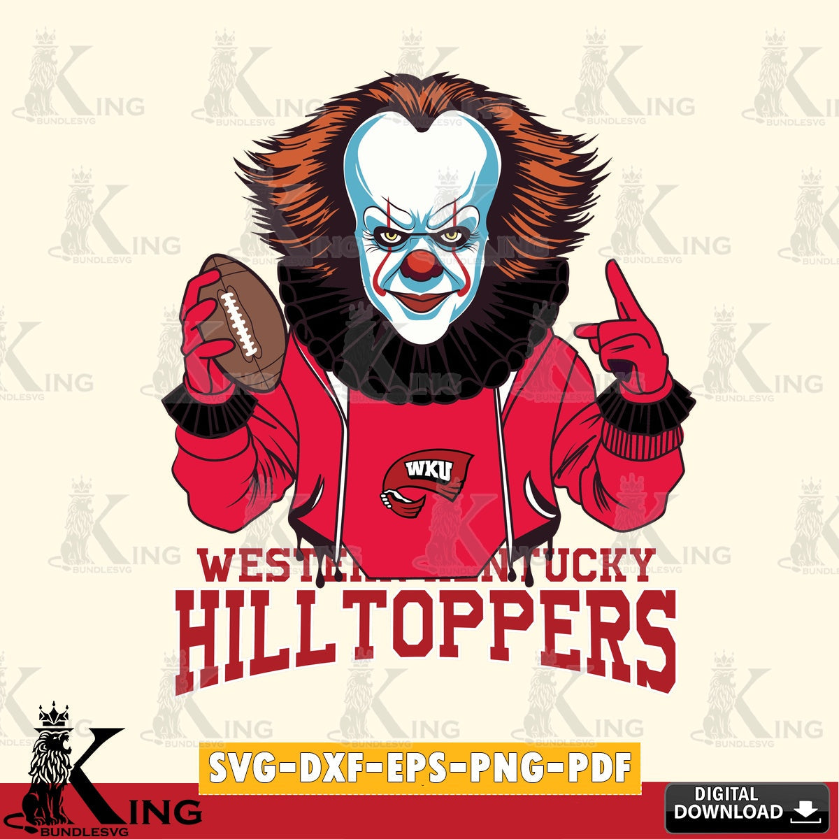 Detailed illustration of a Western Kentucky Hilltoppers Pennywise football player cut file ideal for vinyl projects and T-shirt