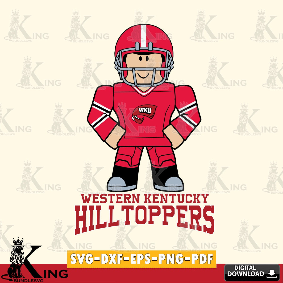 Western Kentucky Hilltoppers Roblox Cool Football SVG file , NCAA Cricut, File cut , Digital Download , PDF File