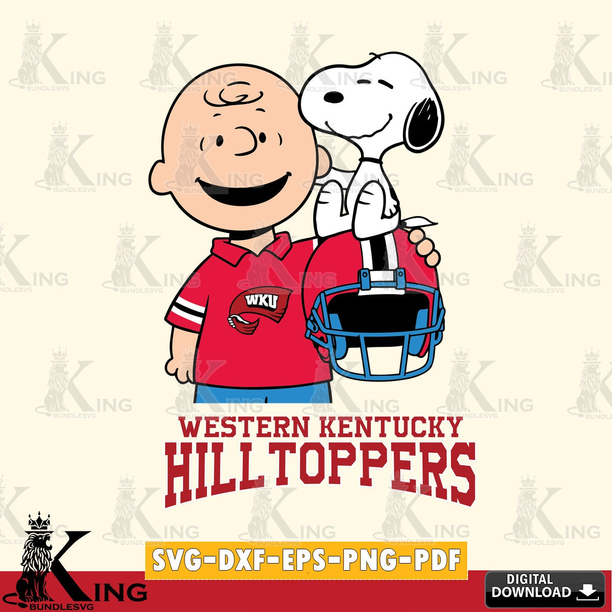 Western Kentucky Hilltoppers Snoopy On Helmet SVG, Cricut, Cut file , Digital Download , Instant Download, Peanuts svg, NCAA svg, Football svg, Sport svg