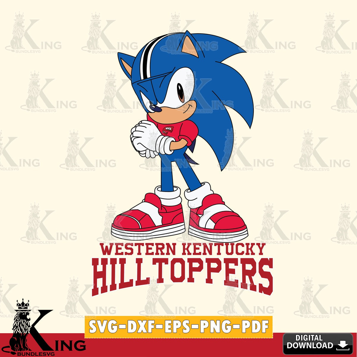 Western Kentucky Hilltoppers Sonic cute Football SVG file, Vector , Digital Download , PDF File , Instant Download