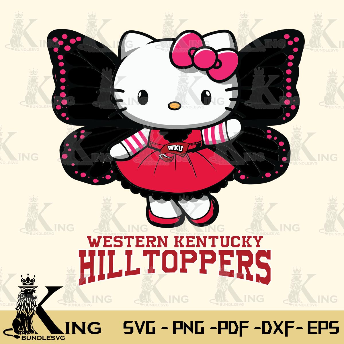 Western Kentucky Hilltoppers Whimsical Kitty Wings Svg Eps Dxf Png File, Digital Download