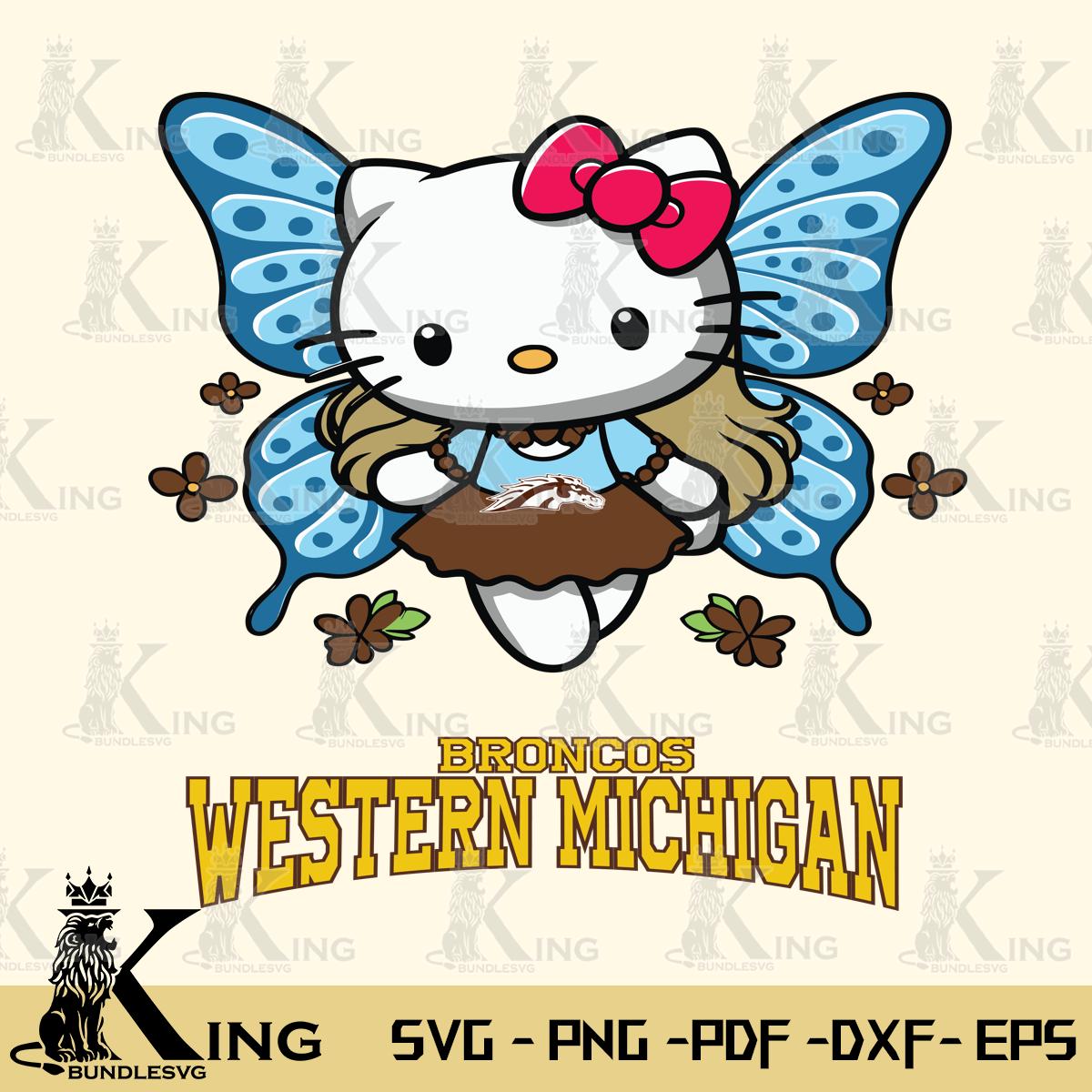 Western Michigan Broncos Butterfly Kitty Charm Svg Eps Dxf Png File, Digital Download