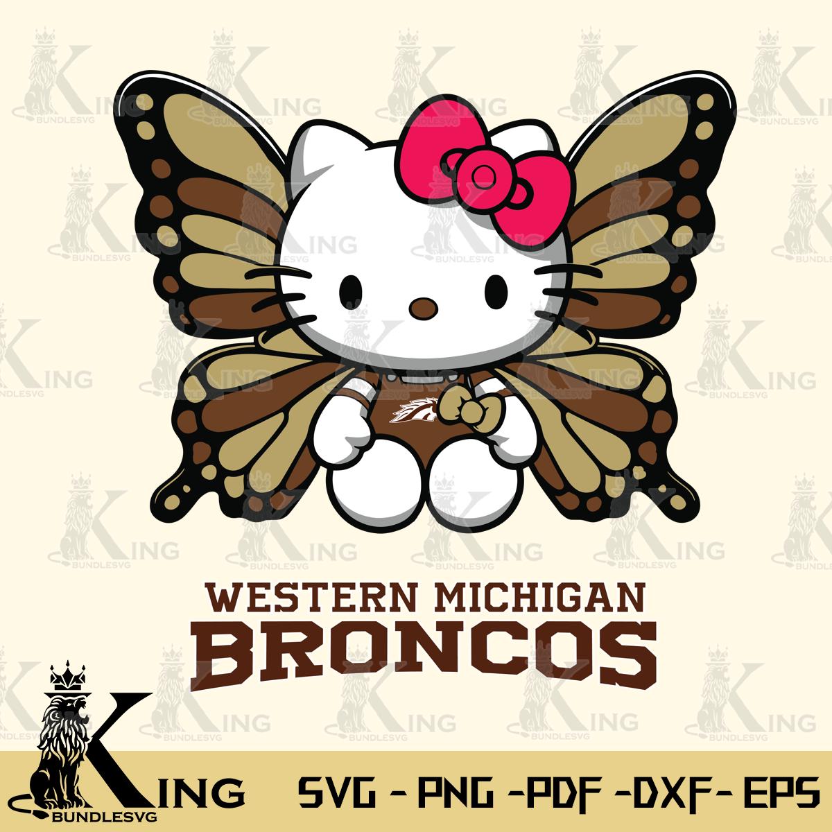 Western Michigan Broncos Butterfly Kitty Delight Svg Eps Dxf Png File, Digital Download