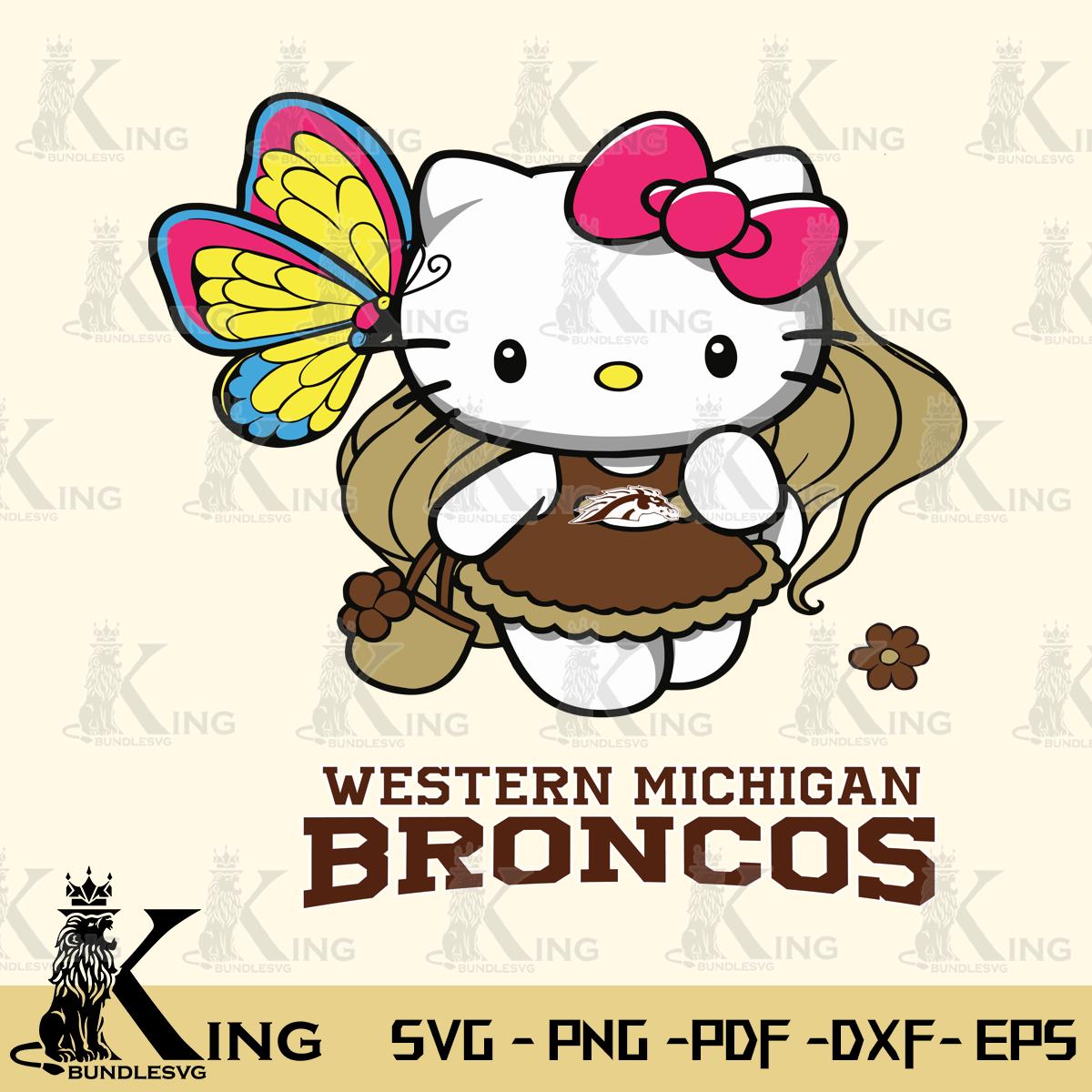 Western Michigan Broncos Kitty Cartoon Svg Eps Dxf Png File, Digital Download