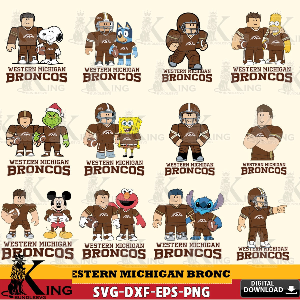 Western Michigan Broncos Roblox With Friends football NCAA Bundle SVG file , NCAA Cricut, File cut , Digital Download , PDF File