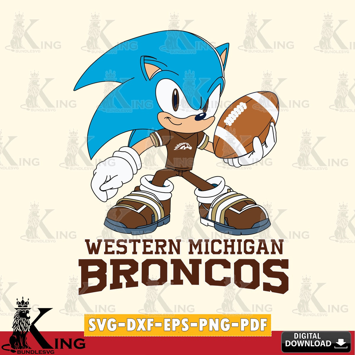 Detailed illustration of Western Michigan Broncos Sonic Rugby, versatile clip art for stickers, decals, and mugs