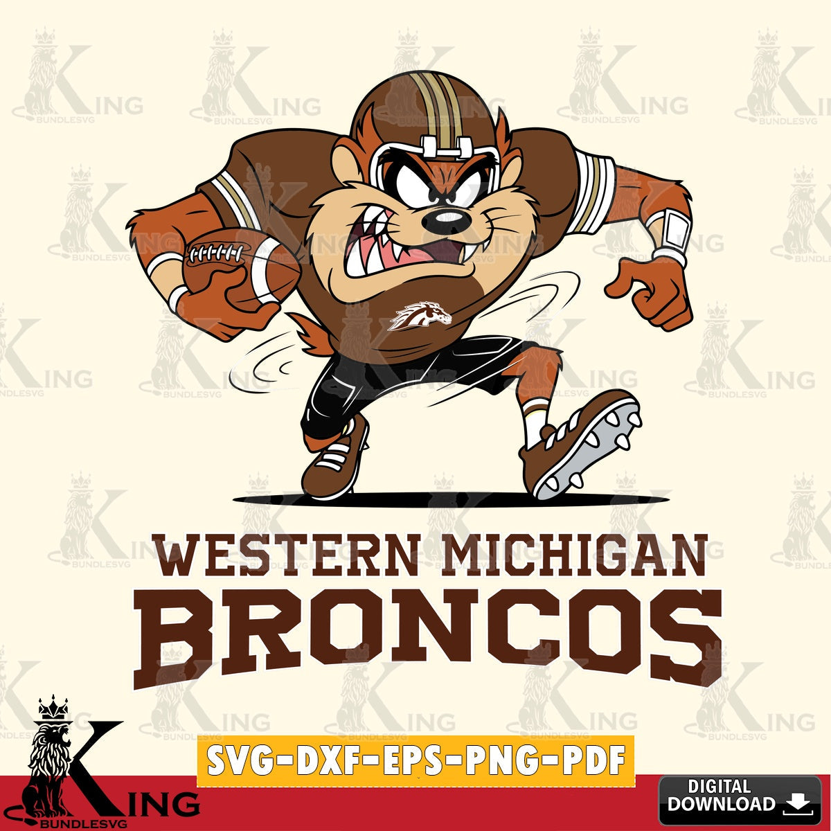 Western Michigan Broncos Taz Football Helmet SVG file, Cut file , Digital Download , Instant Download, Taz svg, NCAA svg