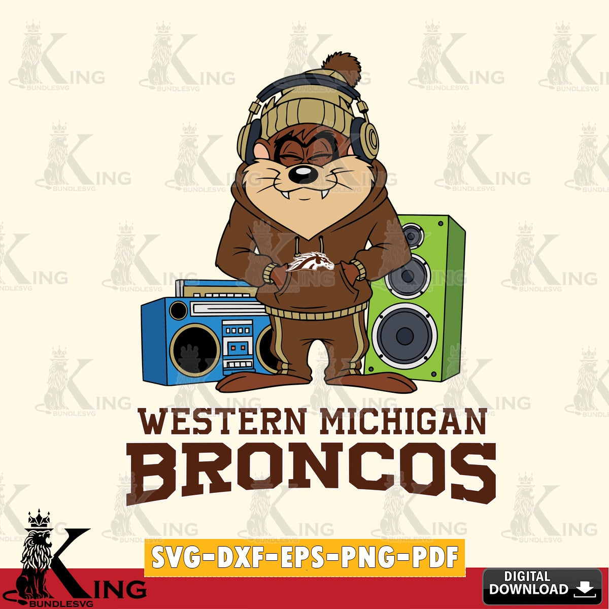 Western Michigan Broncos Taz Hip Hop SVG file, Cut file , Digital Download , Instant Download, Taz svg, NCAA svg