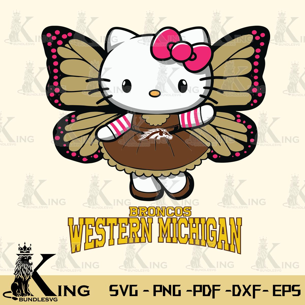 Western Michigan Broncos Whimsical Kitty Wings Svg Eps Dxf Png File, Digital Download
