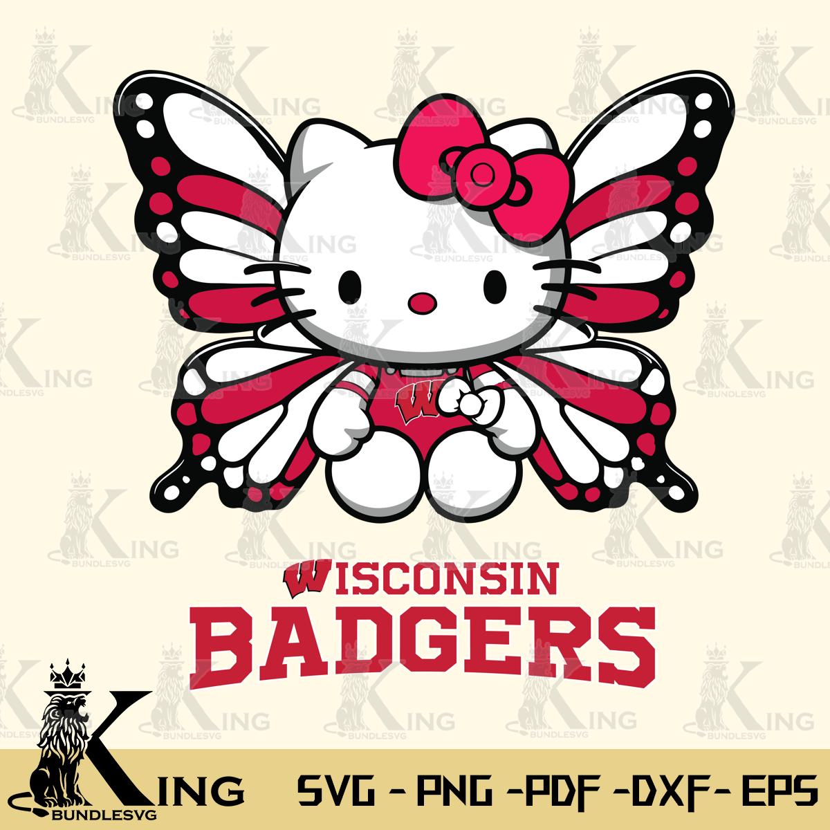 Wisconsin Badgers Butterfly Kitty Delight Svg Eps Dxf Png File, Digital Download