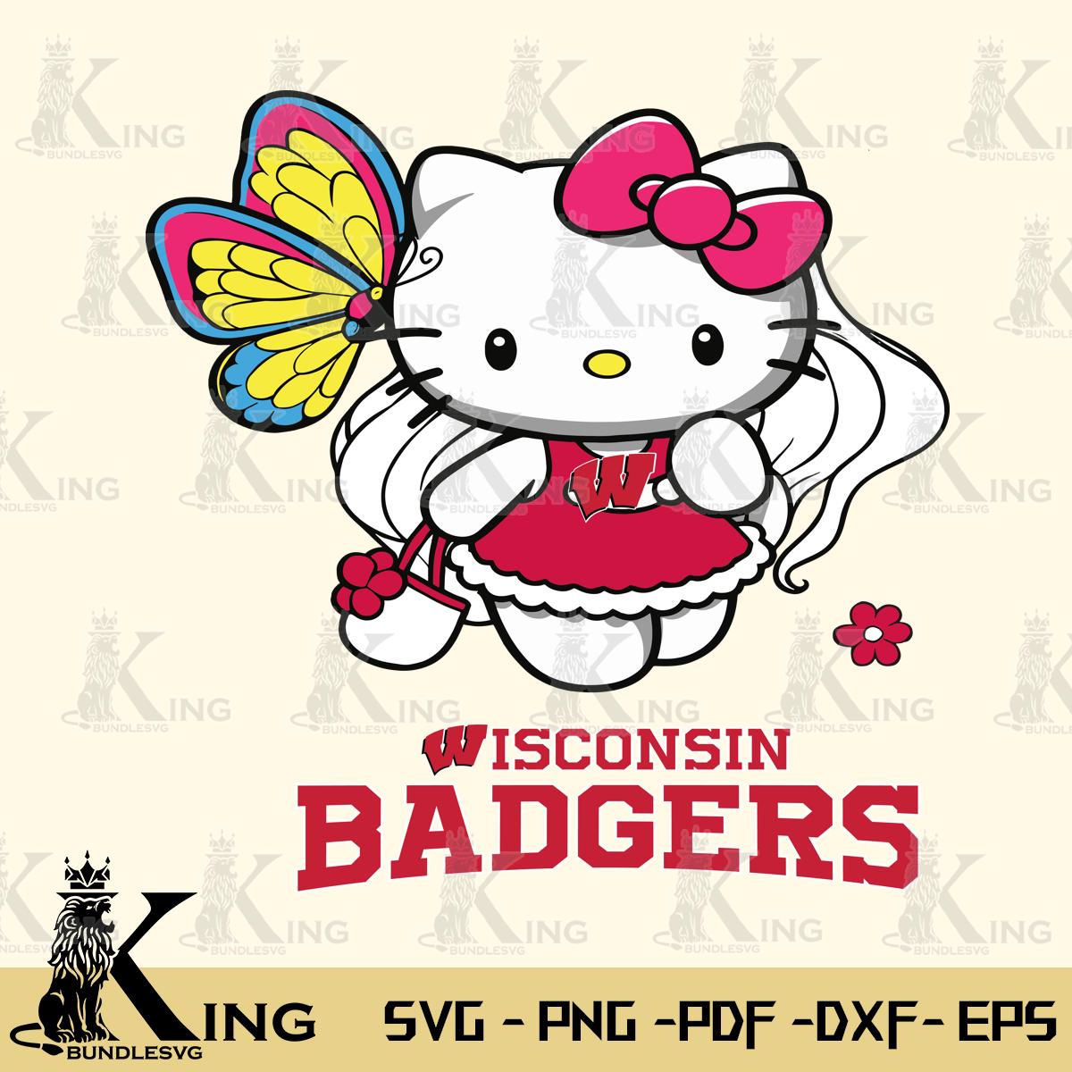 Wisconsin Badgers Kitty Cartoon Svg Eps Dxf Png File, Digital Download