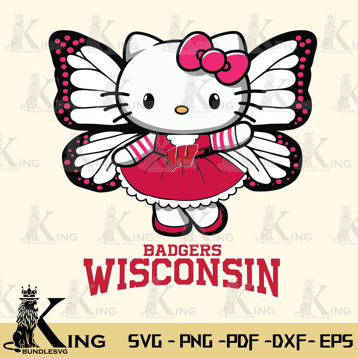Wisconsin Badgers Whimsical Kitty Wings Svg Eps Dxf Png File, Digital Download
