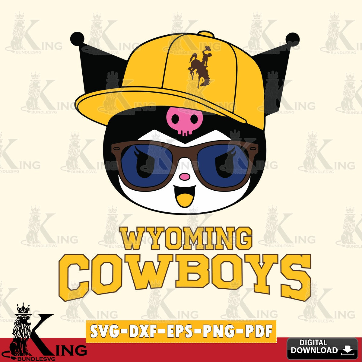 Wyoming Cowboys Kuromi Football Cool SVG file, Cricut, Cut file , Digital Download , Instant Download, Sanrio svg, Clipart