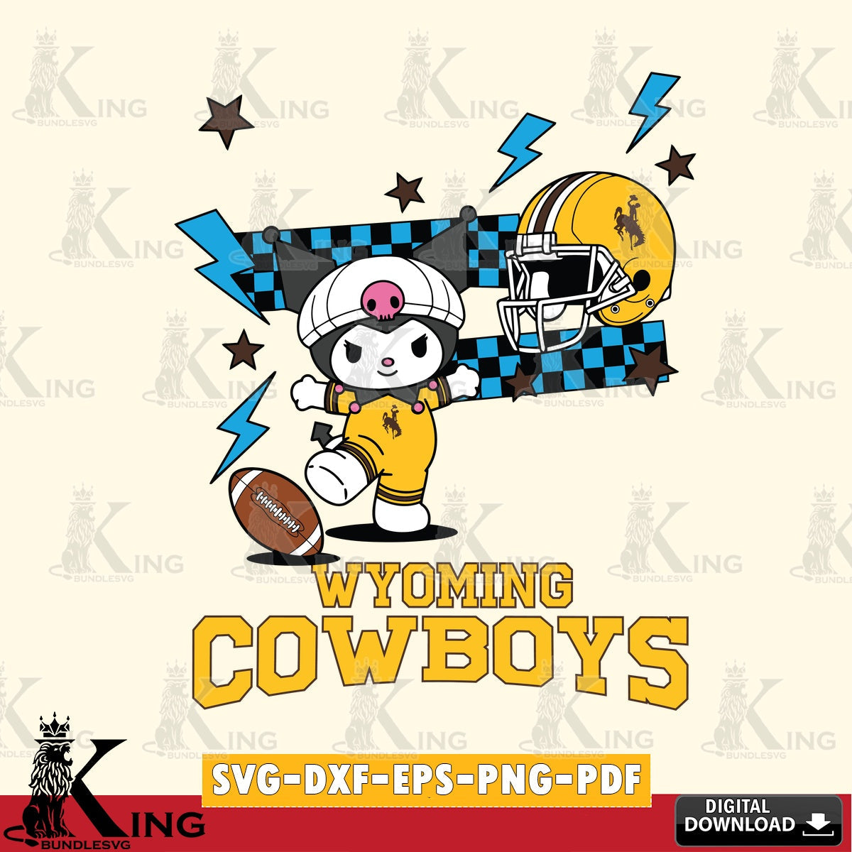 Wyoming Cowboys Kuromi Game Day SVG file, Cricut, Cut file , Digital Download , Instant Download, Sanrio svg, Clipart