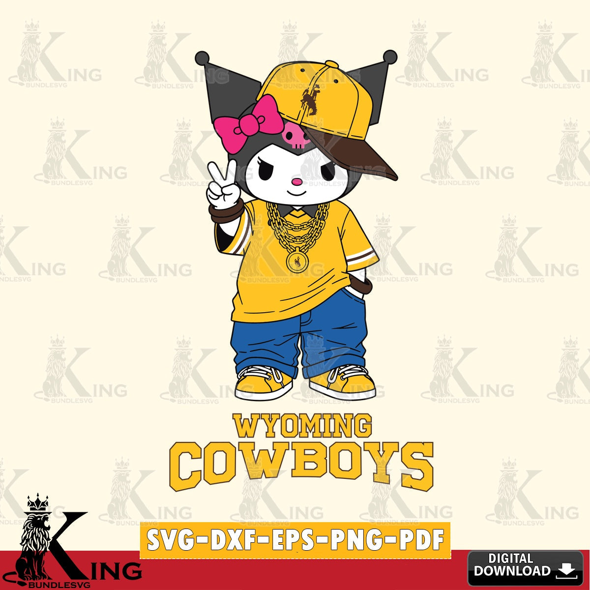 Wyoming Cowboys Kuromi Streetwear Style SVG file, Cricut, Cut file , Digital Download , Instant Download, Sanrio svg, Clipart