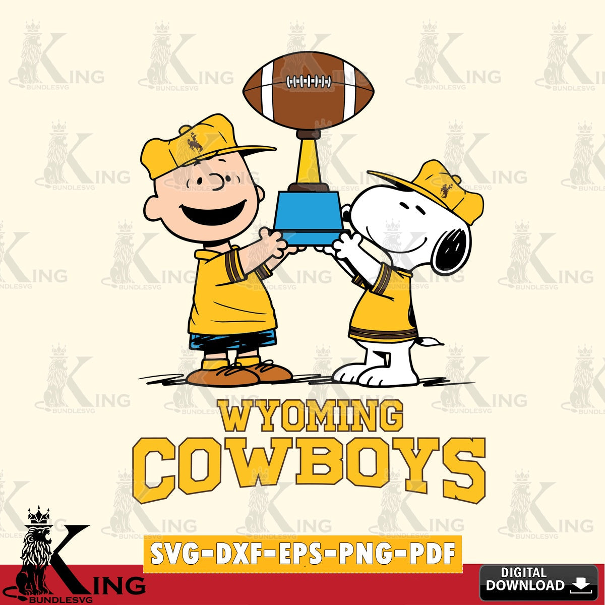 Wyoming Cowboys Peanuts Football Trophy SVG, Cricut, Cut file , Digital Download , Instant Download, Peanuts svg, NCAA svg, Football svg, Sport svg