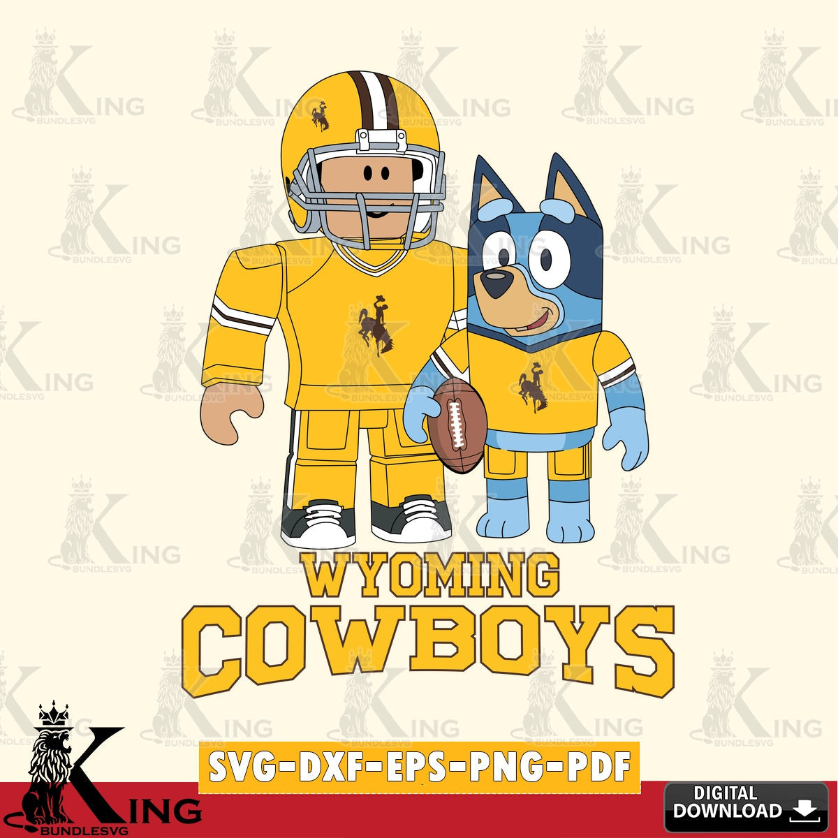 Wyoming Cowboys Roblox & Bluey Football SVG file , NCAA Cricut, File cut , Digital Download , PDF File