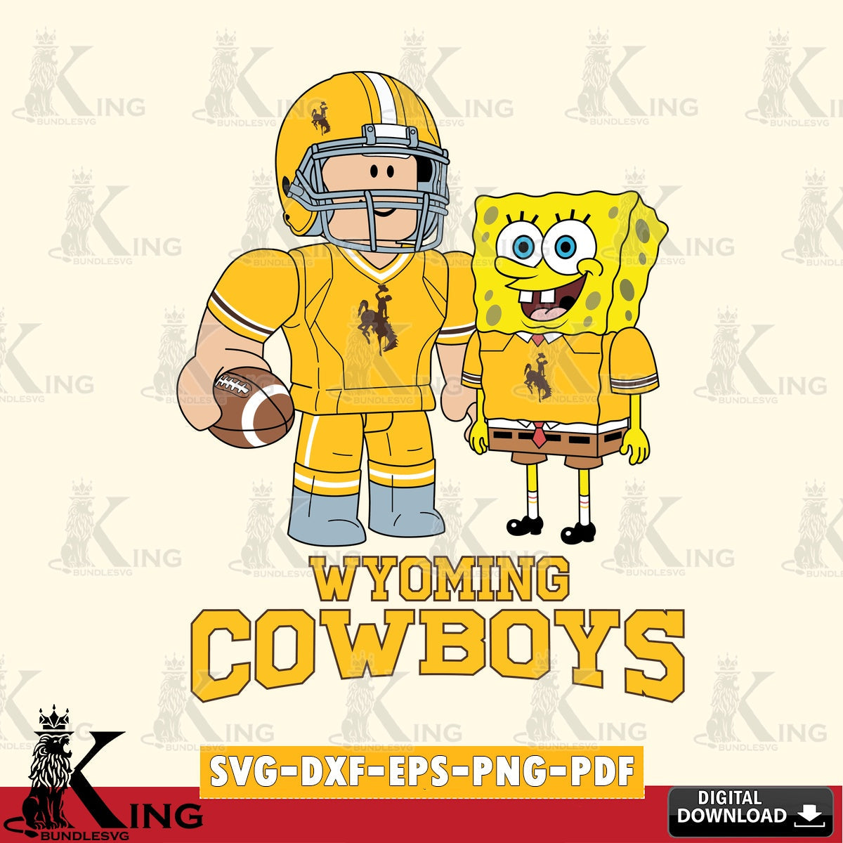 Wyoming Cowboys Roblox & Spongebob Football SVG file , NCAA Cricut, File cut , Digital Download , PDF File