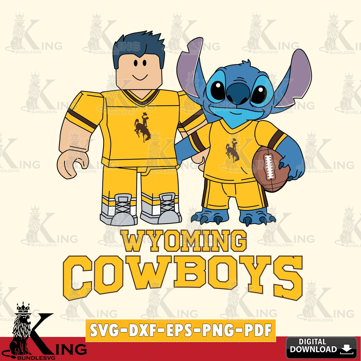 Wyoming Cowboys Roblox & Stitch Football SVG file , NCAA Cricut, File cut , Digital Download , PDF File