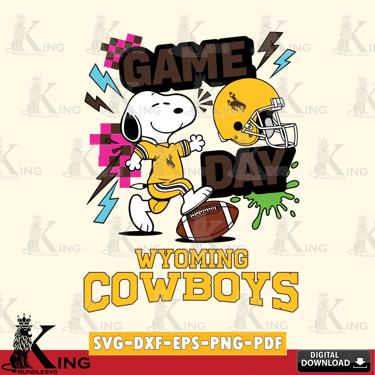 Wyoming Cowboys Snoopy Game day SVG, Cricut, Cut file , Digital Download , Instant Download, Peanuts svg, NCAA svg, Football svg, Sport svg