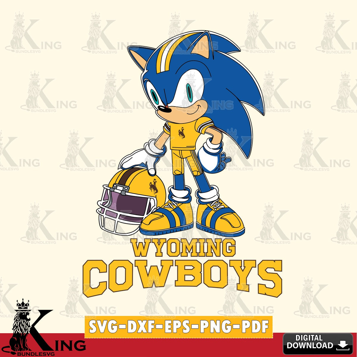 Digital download featuring Wyoming Cowboys Sonic Player Football digital clipart compatible with laser engraving and cutting