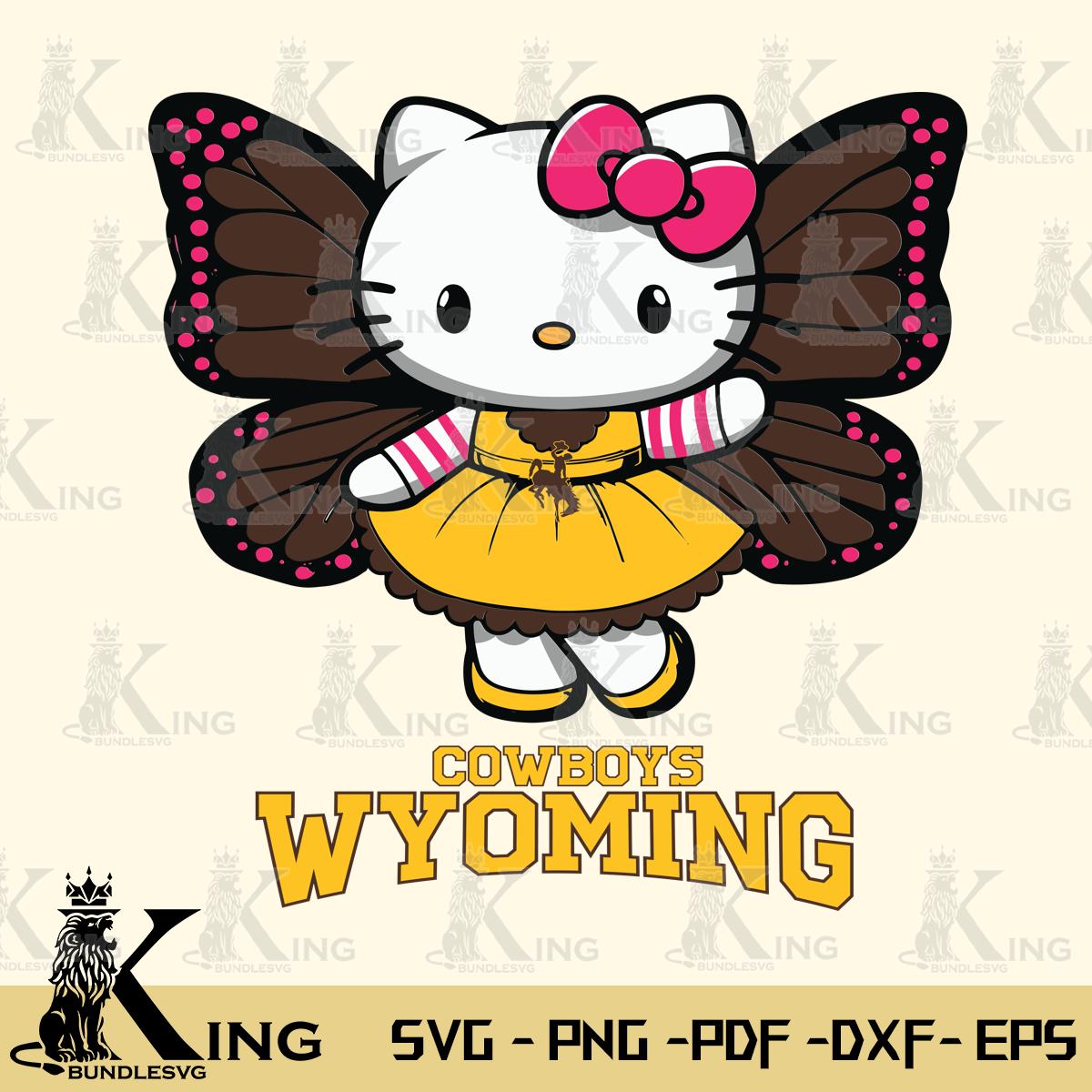 Wyoming Cowboys Whimsical Kitty Wings Svg Eps Dxf Png File, Digital Download