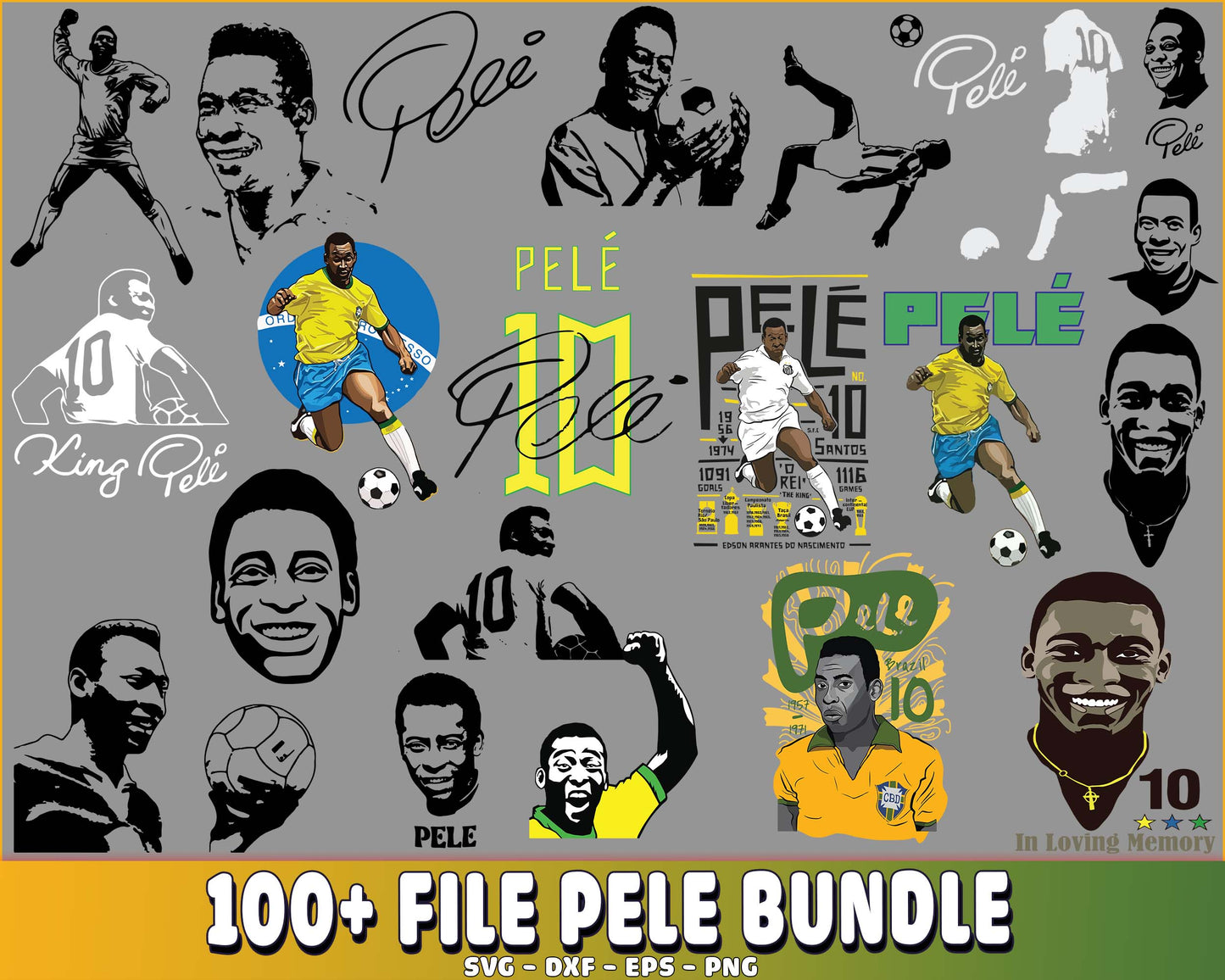 100+ file Pele Brazil svg, Rip Pele Digital, My Legend Style SVG EPS PNG DXF , for Cricut, Silhouette, digital download, file cut