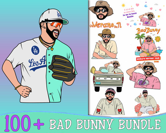 Bad Bunny Los Angeles bundle  svg,100+ file Bad Bunny  Los Angeles svg eps png, for Cricut, Silhouette, digital, file cut