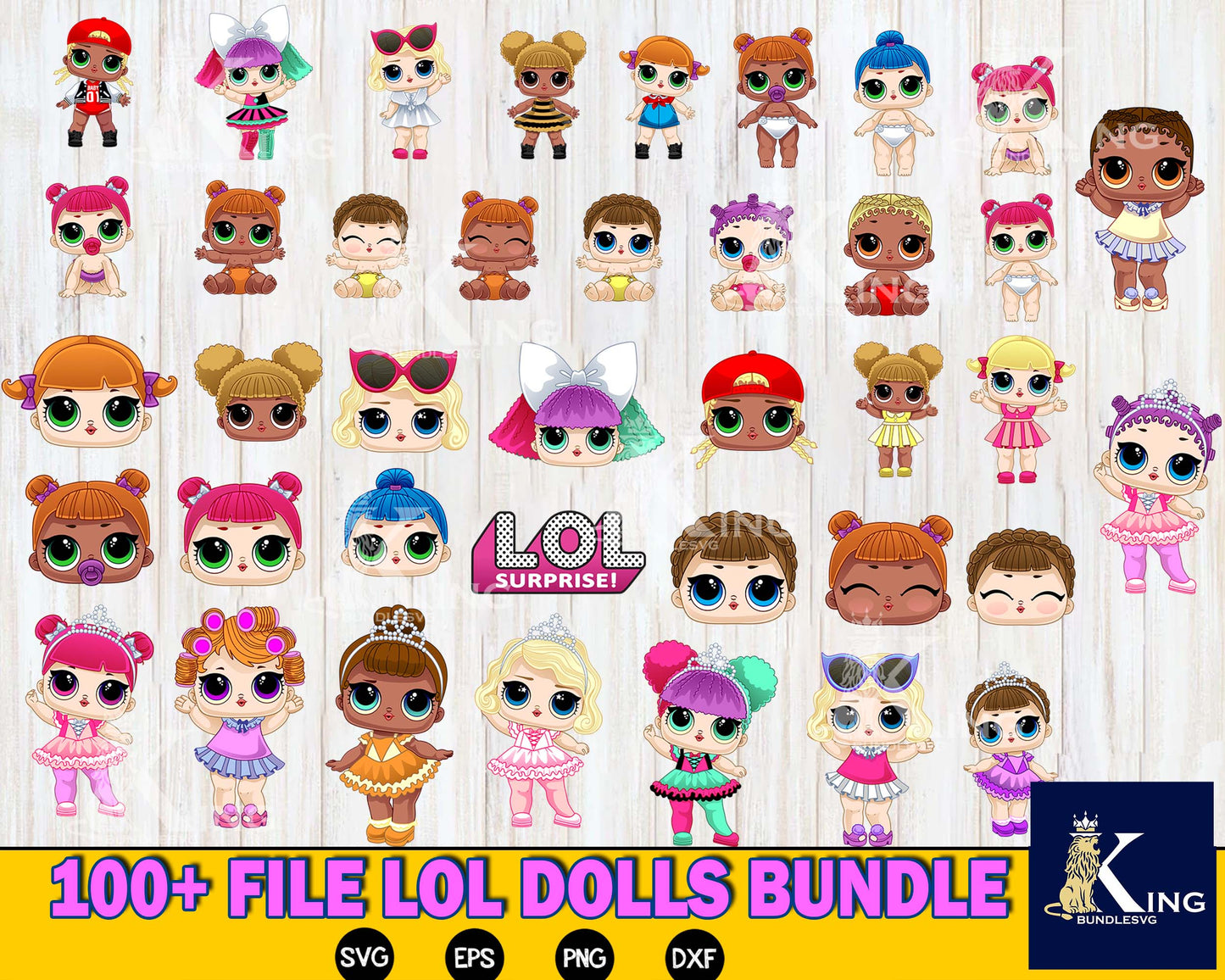 Super Kit Lol Vetores Bundle svg ,100+ file lol dolls bundle svg eps dxf png, bundle lol dolls for Cricut, Silhouette, digital, file cut