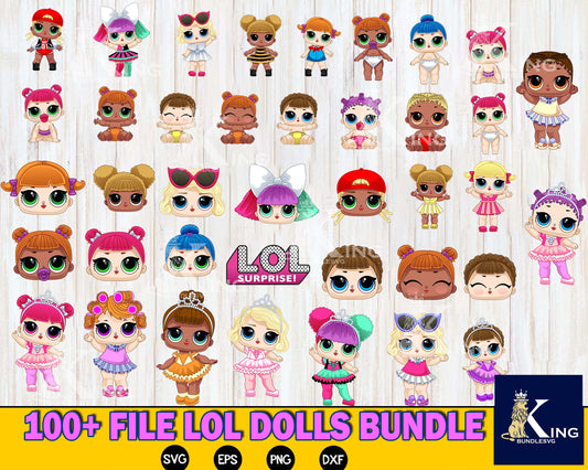 Super Kit Lol Vetores Bundle  svg ,100+ file lol dolls bundle svg  eps dxf png, bundle lol dolls for Cricut, Silhouette, digital, file cut