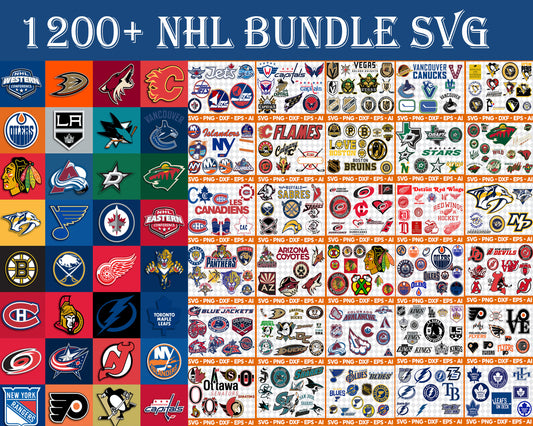 NHL Bundle svg,1200+ files NHL svg eps png, for Cricut, Silhouette, digital, file cut