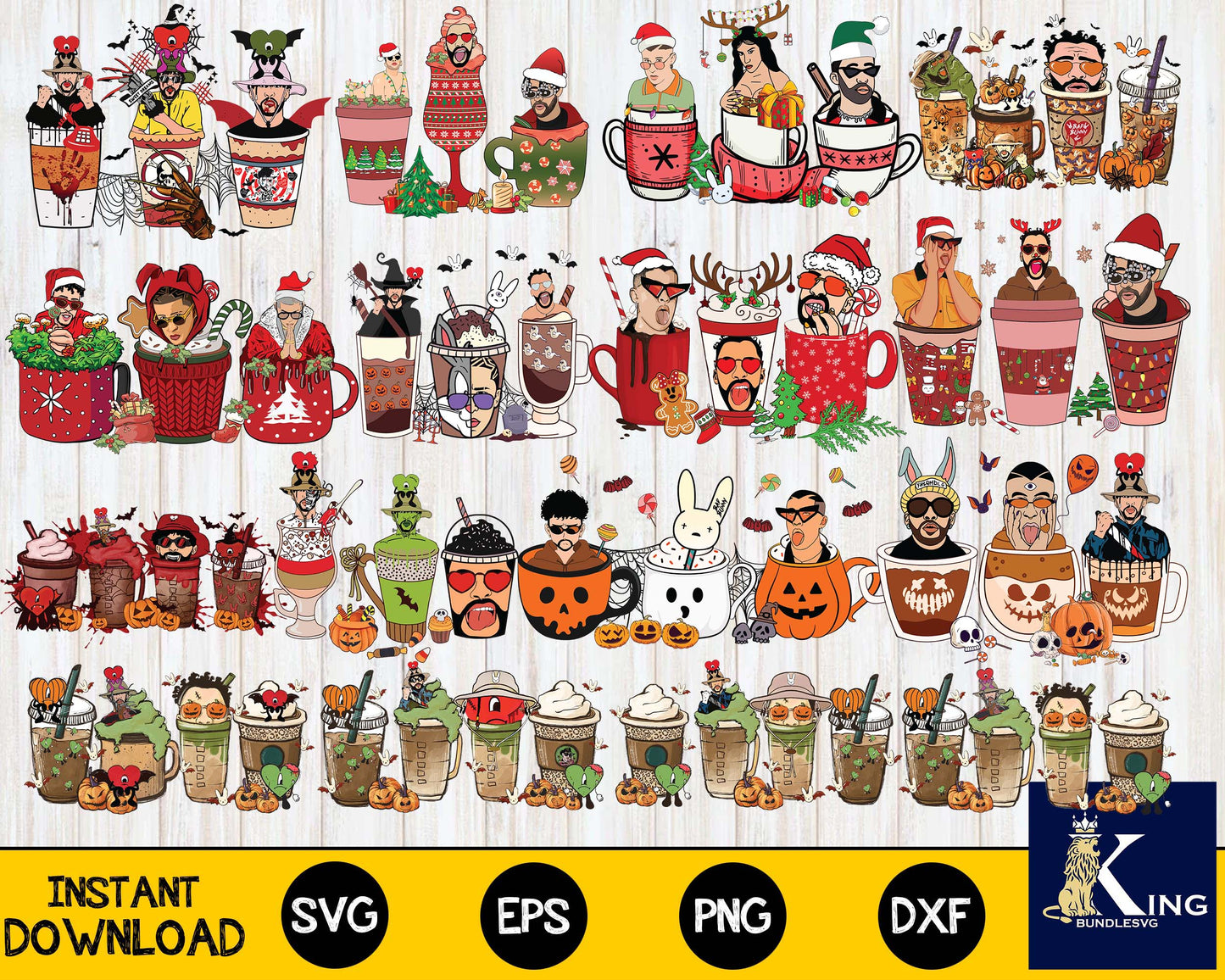 bad bunny coffee bundle PNG, 18+ file Bad bunny coffee PNG , Silhouette, digital , Instant Download