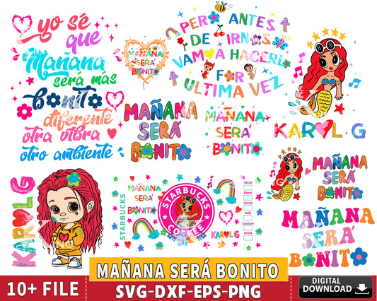 10+ file Karol G Mañana Sera Bonito bundle SVG EPS PNG DXF , for Cricut, Silhouette, digital download, file cut