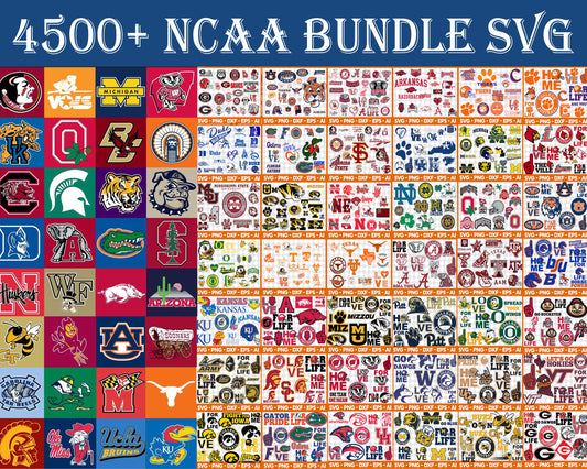 NCAA Bundle svg,4500+ files NCAA svg eps png, for Cricut, Silhouette, digital, file cut