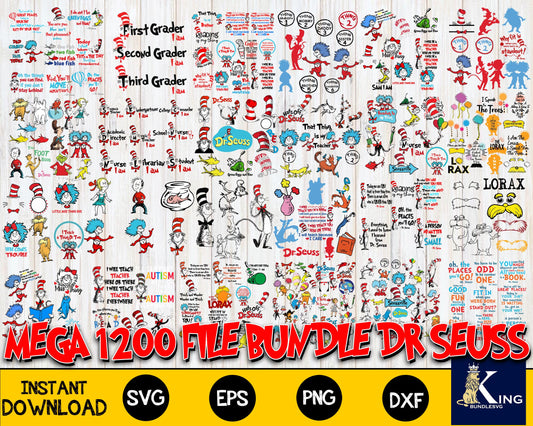1200+ File Dr Seuss svg, Bundle Dr Seuss file,Mega bundle Dr Seuss svg , cat in the hat svg, green svg , for Cricut, Silhouette, digital, file cut
