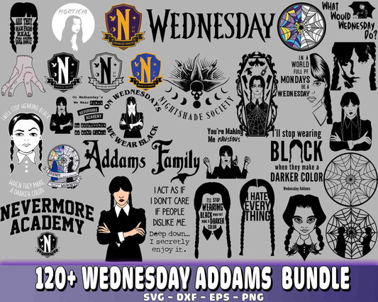 120+ file Wednesday Addams bundle svg , Wednesday Addams SVG DXF EPS PNG, for Cricut, Silhouette, digital, file cut