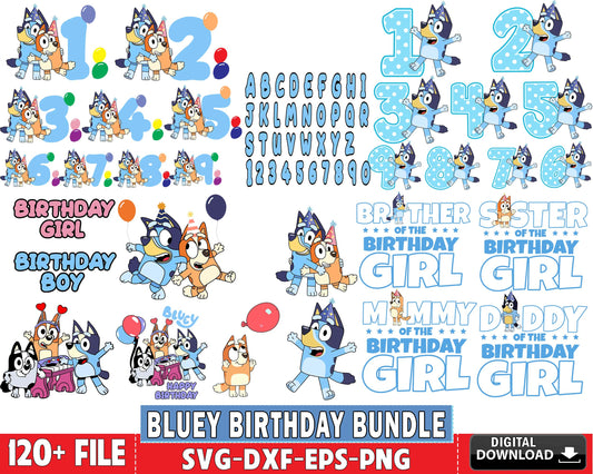 120+ file bluey birthday bundle svg , bluey birthday bundle SVG EPS PNG DXF , for Cricut, Silhouette, digital download, file cut