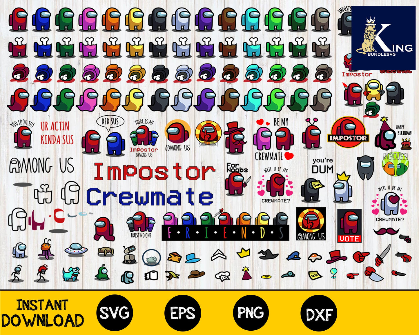 120 file Among Us SVG Bundle, Among Us Character SVG, Among Us Shirt SVG, Among Us Pets Hats, Impostor Svg, Among Us crewmate, Among us sticker for Cricut, Silhouette, digital, file cut
