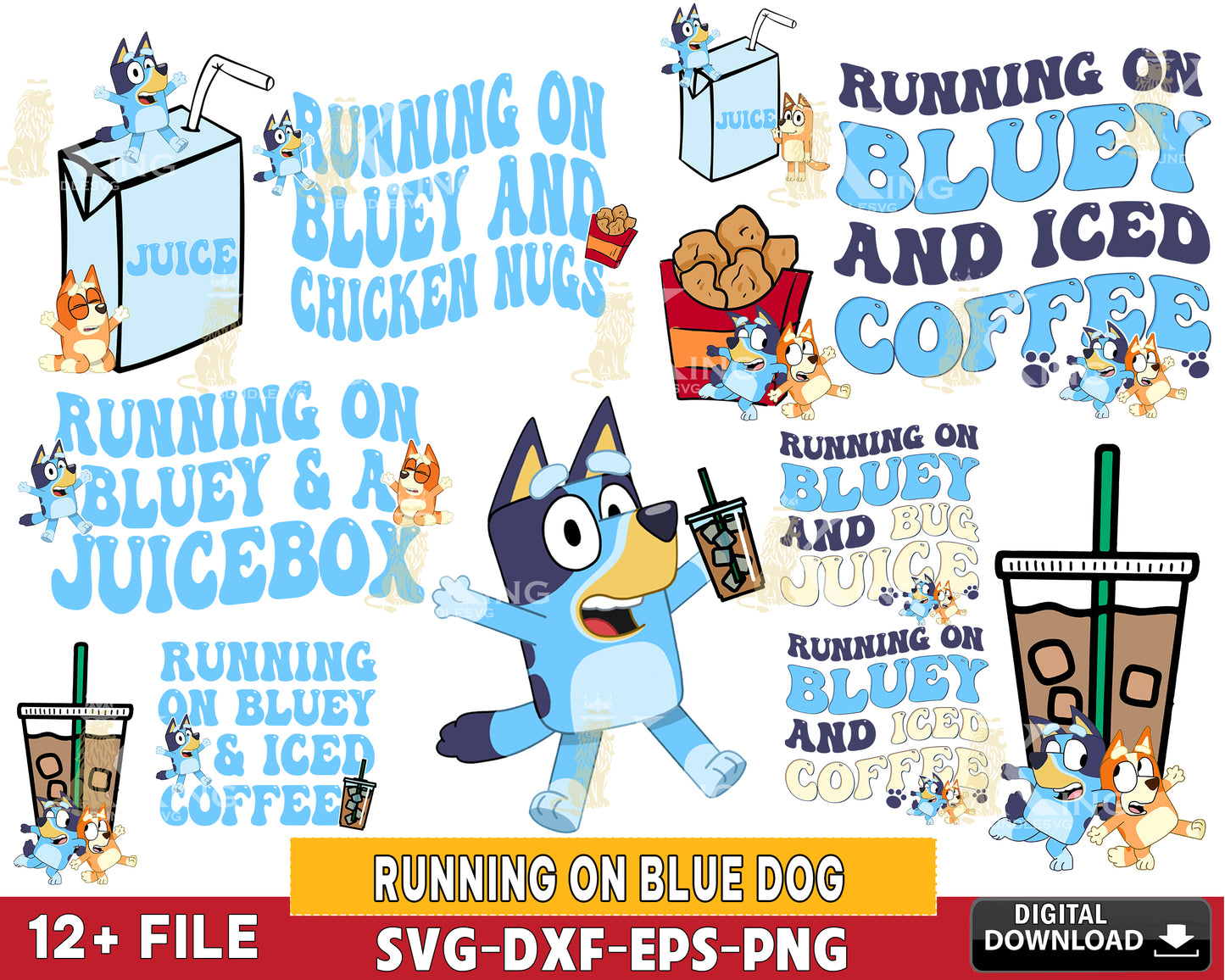 12+ file Running on Bluey Dog bundle svg, bluey svg , bluey bundle SVG EPS PNG DXF , for Cricut, Silhouette, digital download, file cut