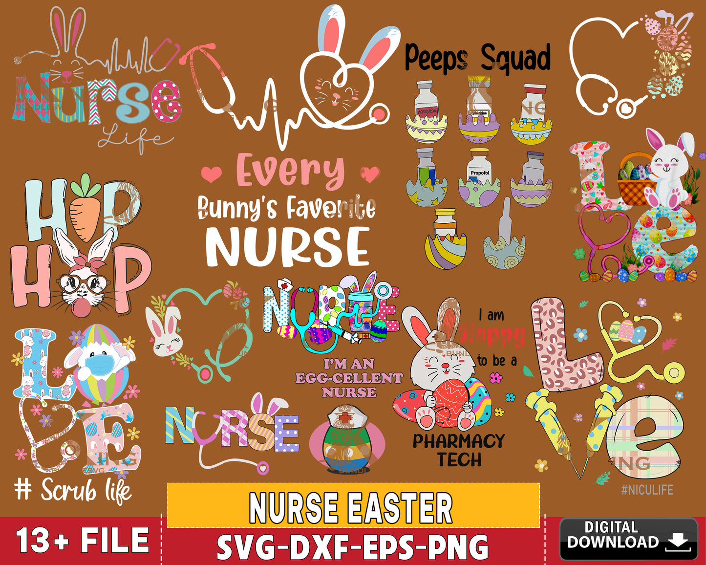13+ file Nurse easter svg bundle , easter svg eps dxf png, for Cricut, Silhouette, digital, file cut