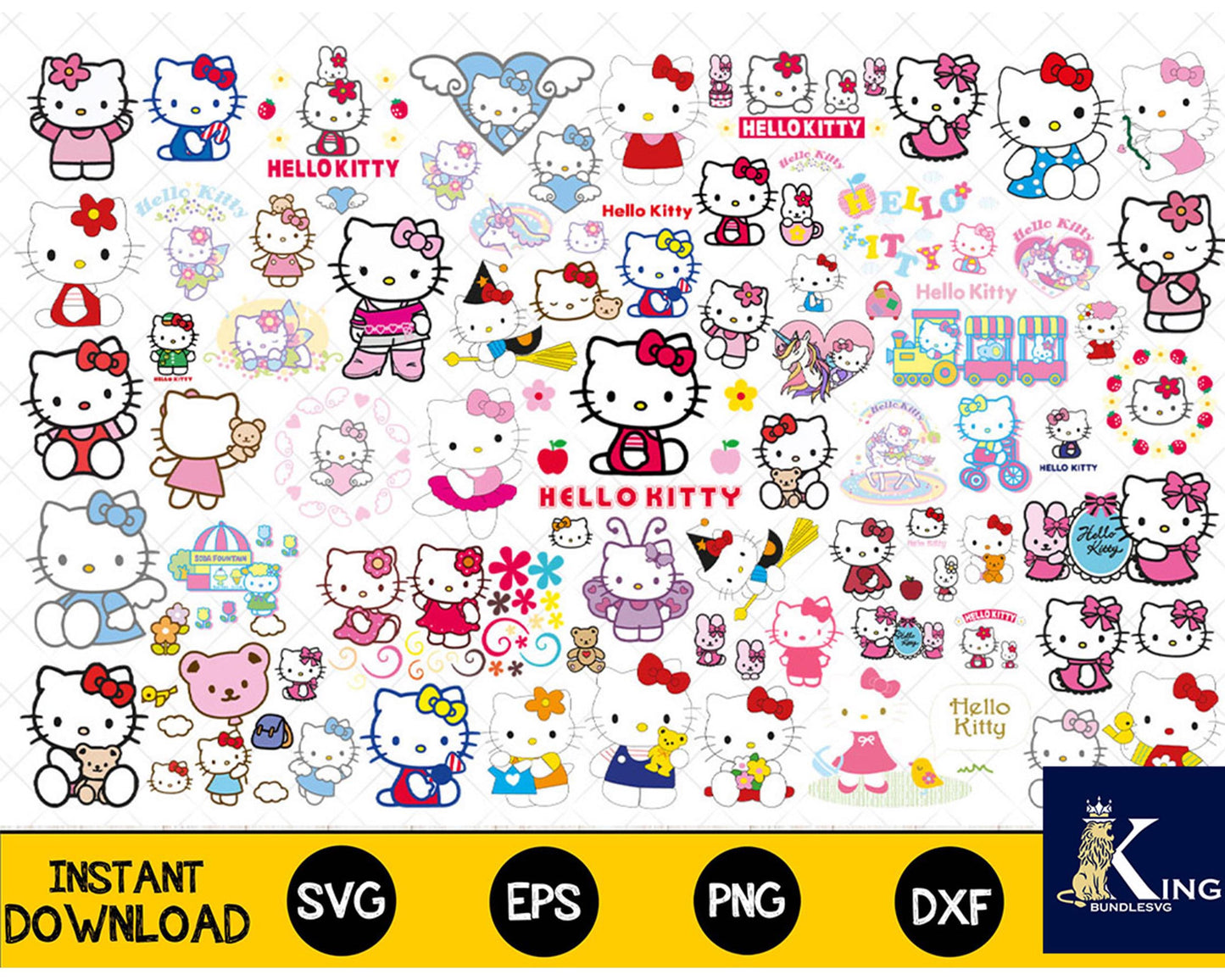 1200+ file Hello Kitty SVG, Mega Bundle Hello Kitty svg eps png, for Cricut, Silhouette, digital, file cut